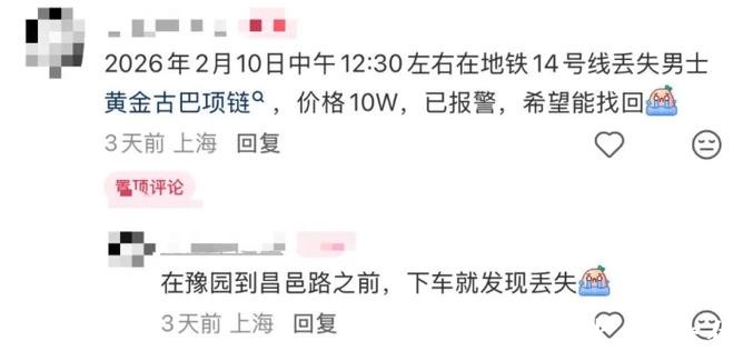 81.5克金项链，掉在地铁车厢！上海轨交民警连夜找回